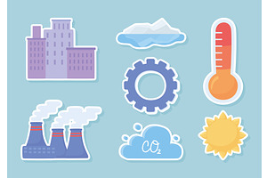 change climate stickers, an Illustration by studiogstock