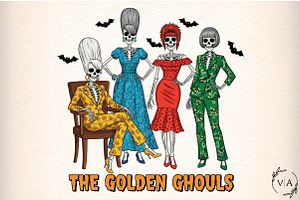 The Golden Ghouls Girls Halloween, an Illustration by Craft Nest