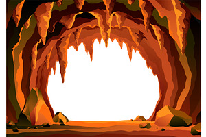 Cave landscape. Stone cave entrance, an Object Illustration by the8monkey