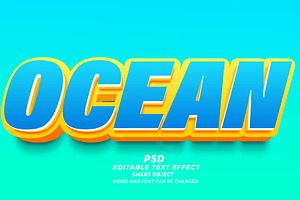 Ocean PSD 3d Editable Text Effect