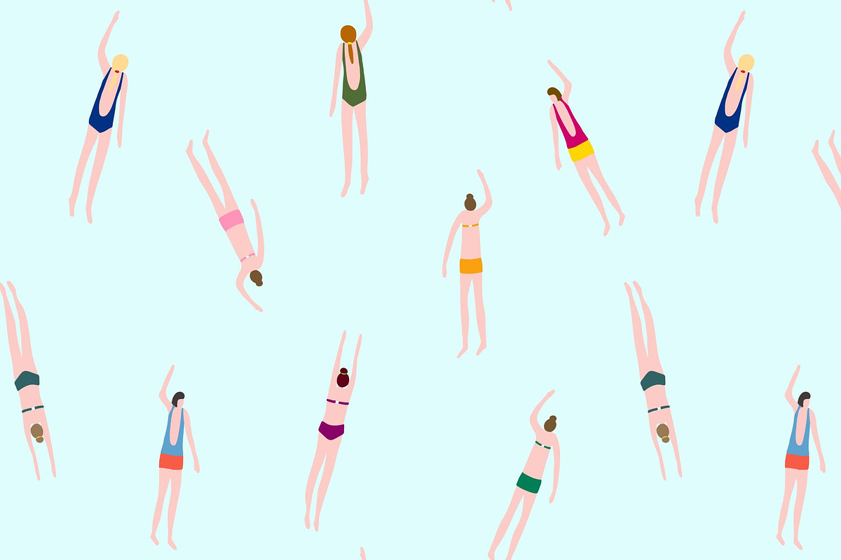 Swimmers in the pool pattern, a Pattern Graphic by bigmomentsdesign
