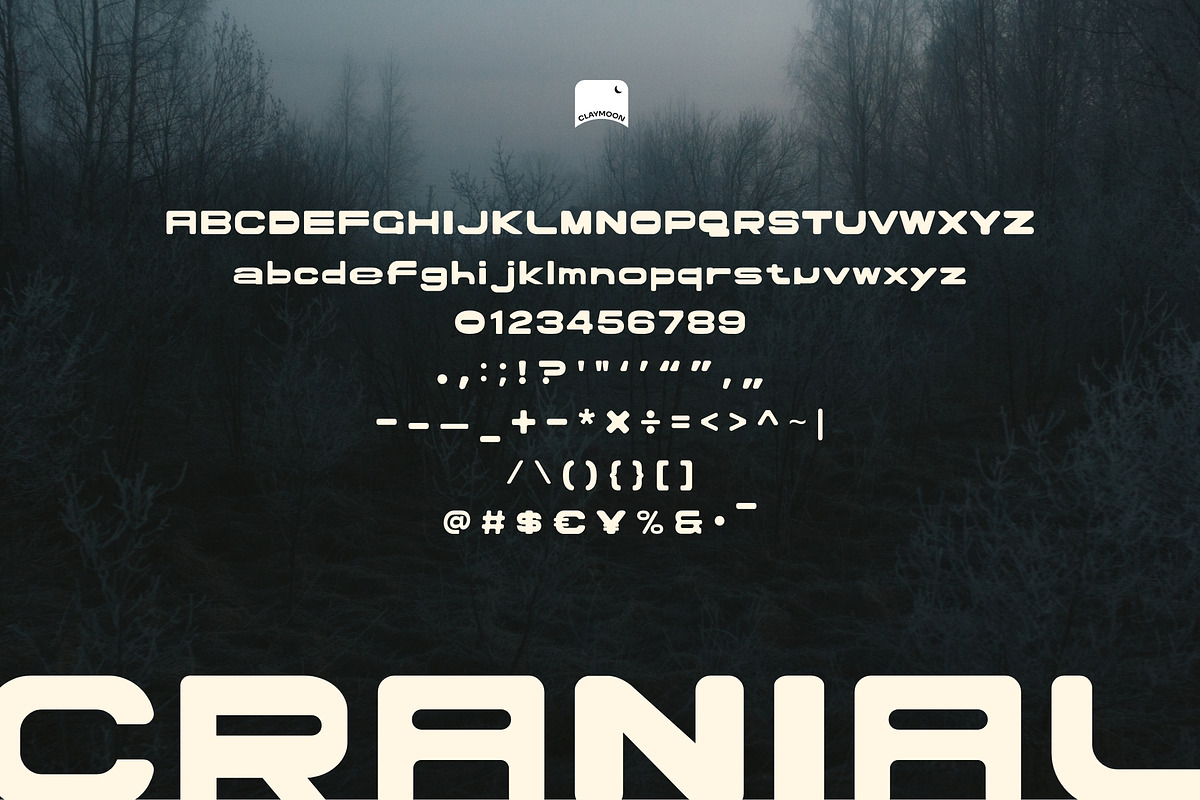 Cranial Bold Futuristic Display Font, a Sans Serif Font by Claymoon Lab (Photo 2 of 9)