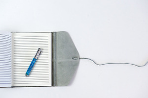 Grey open notebook desktop featuring desk, rebecca nash photography, and stock
