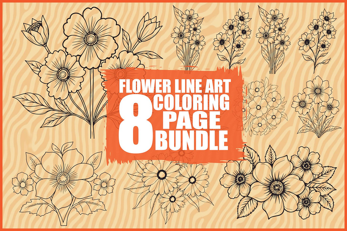 Botanical Line Art Coloring Sheets, an Illustration by balal (Photo 1 of 9)