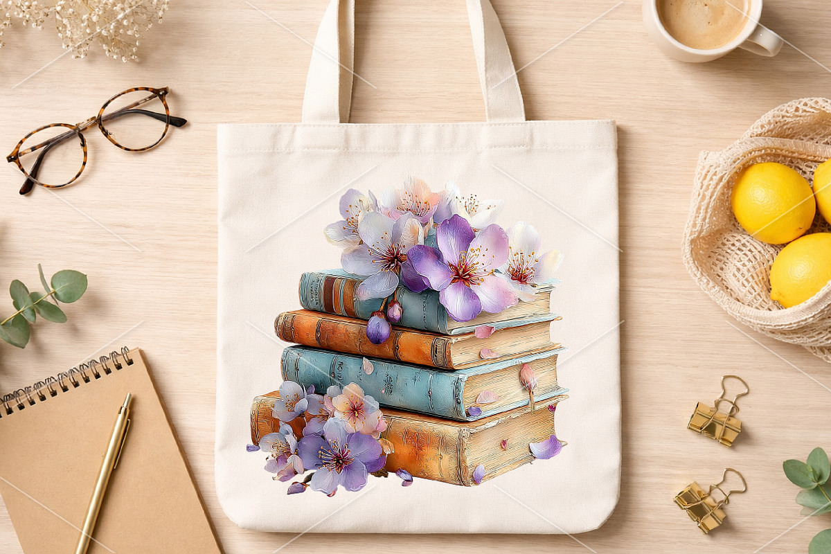 Spring Flower Book Stack Clipart PNG, an Illustration by Canvas Craft (Photo 5 of 7)