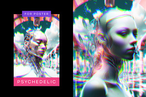 Psychedelic VHS Poster Effect, a Brushes & More by Design Squad