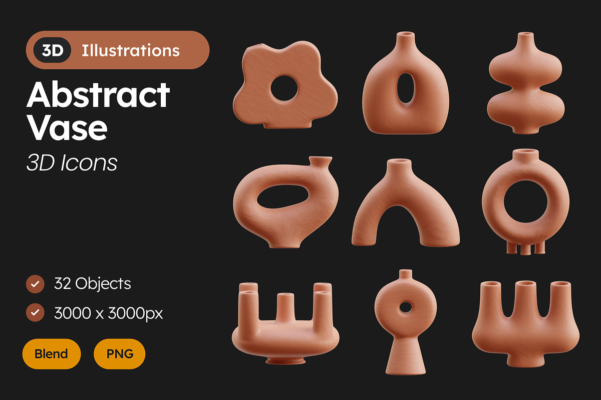 3D Abstract Vase, an Object 3D Model by Rakata Studio (Photo 1 of 3)