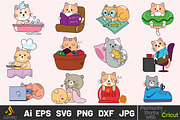 Funny Kawaii Cats Vector Clipart Set, an Animal Illustration by ARTify Illustrations (Thumbnail 1 of 9)