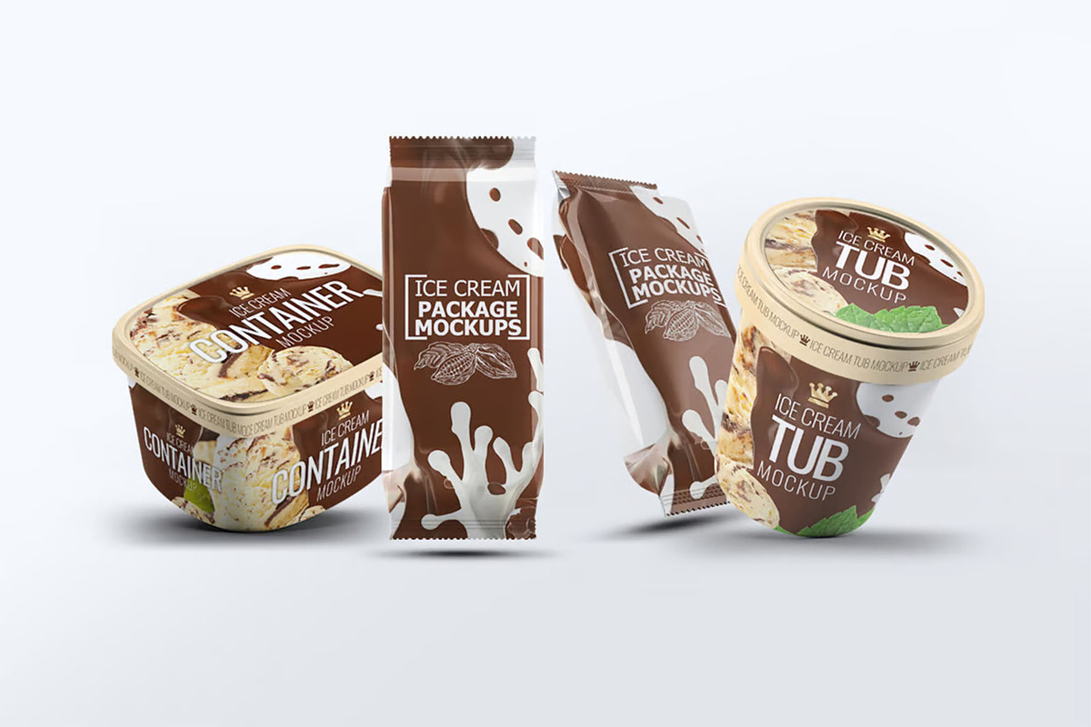 Ice Cream Packages Mock-Up Bundle, a Packaging Mockup by DesignRushMarket (Photo 2 of 6)