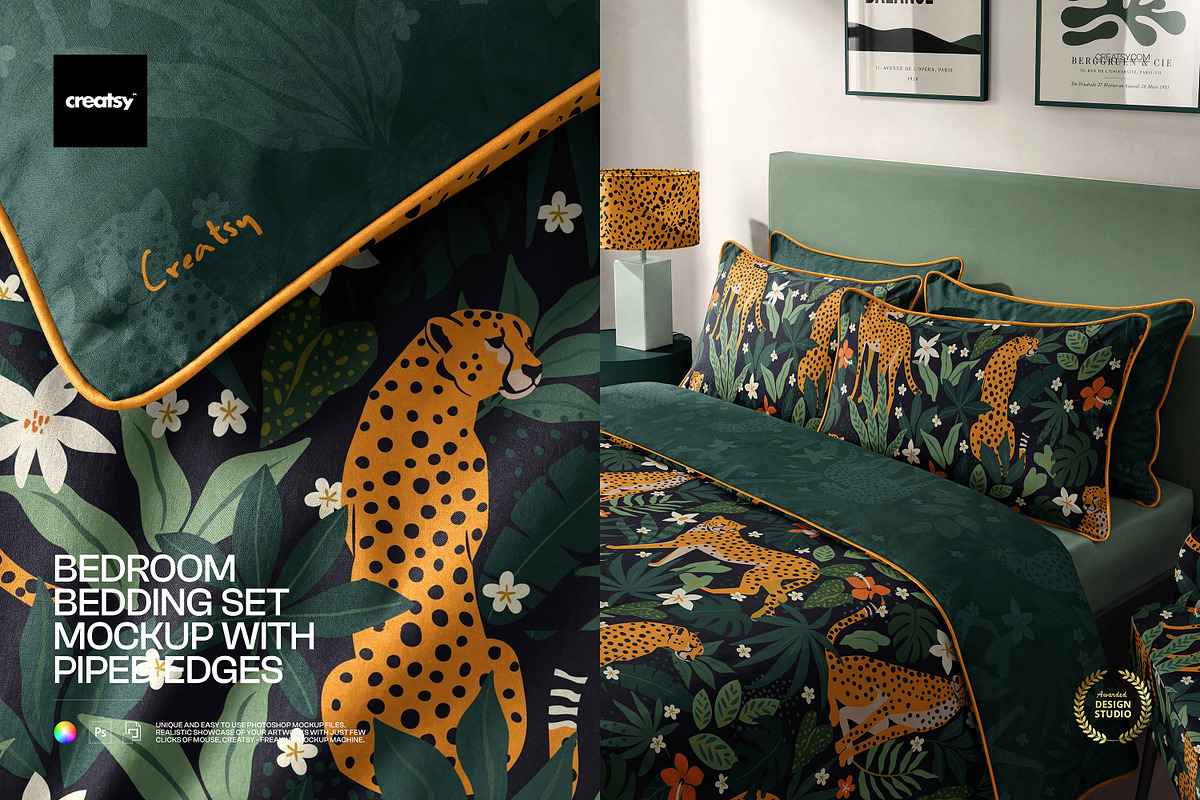 Bedroom Bedding Set Mockup, a Household Mockup by creatsy5 (Photo 1 of 6)
