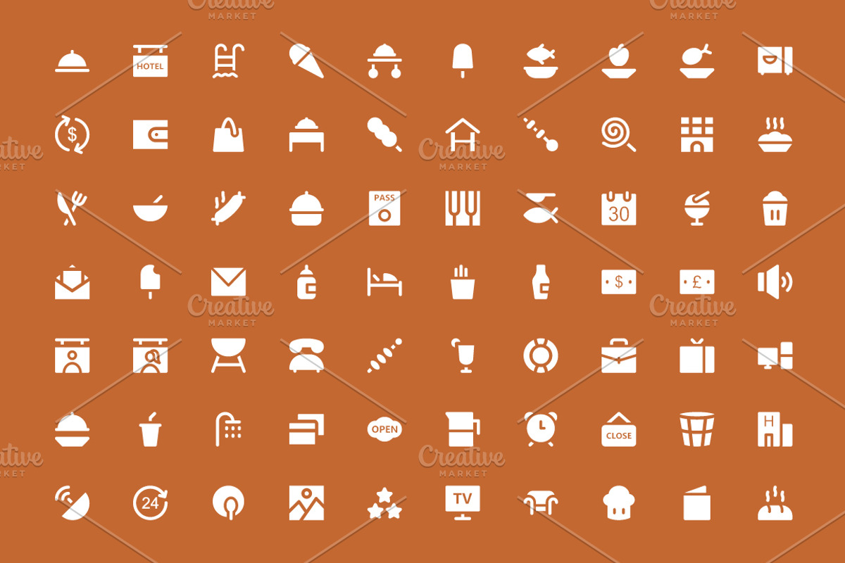 375+ Hotel and Restaurant Icons preview 2