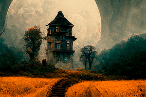 Halloween night haunted house, a Holiday Photo by hitdelight