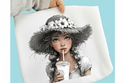 Whimsical Summer Coffee Girl Clipart, an Illustration by designcity5 (Thumbnail 3 of 5)