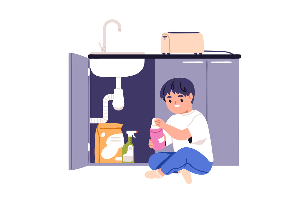 Kids in danger set. Safety concept, a Person Illustration by Good Studio (Photo 4 of 12)