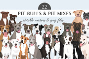 Pitbull Dogs Editable Vector Art, an Illustration by Putnam Road Art (Thumbnail 1 of 3)