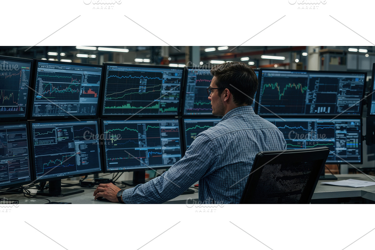 Financial analyst monitoring stock, an Illustration by tilialucida