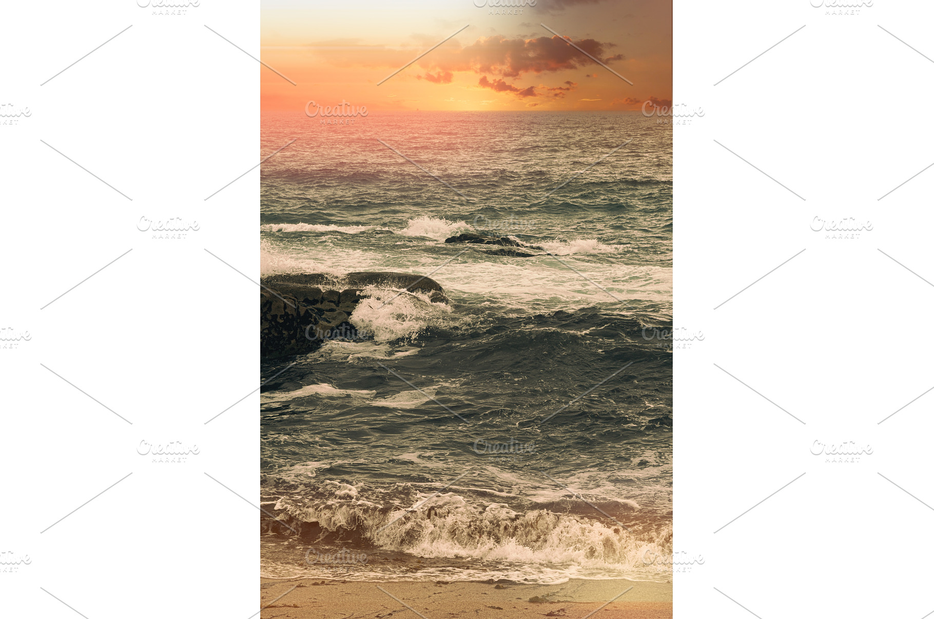 Dramatic Ocean Sunset with Waves, a Nature Photo by tilialucida