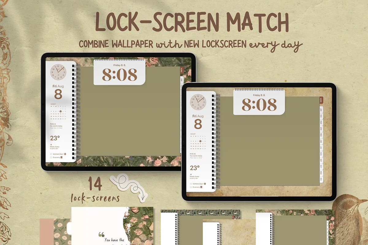 Vintage Romance iPad & iPhone Theme, a Wallpaper Graphic by BeeRubby (Photo 5 of 9)