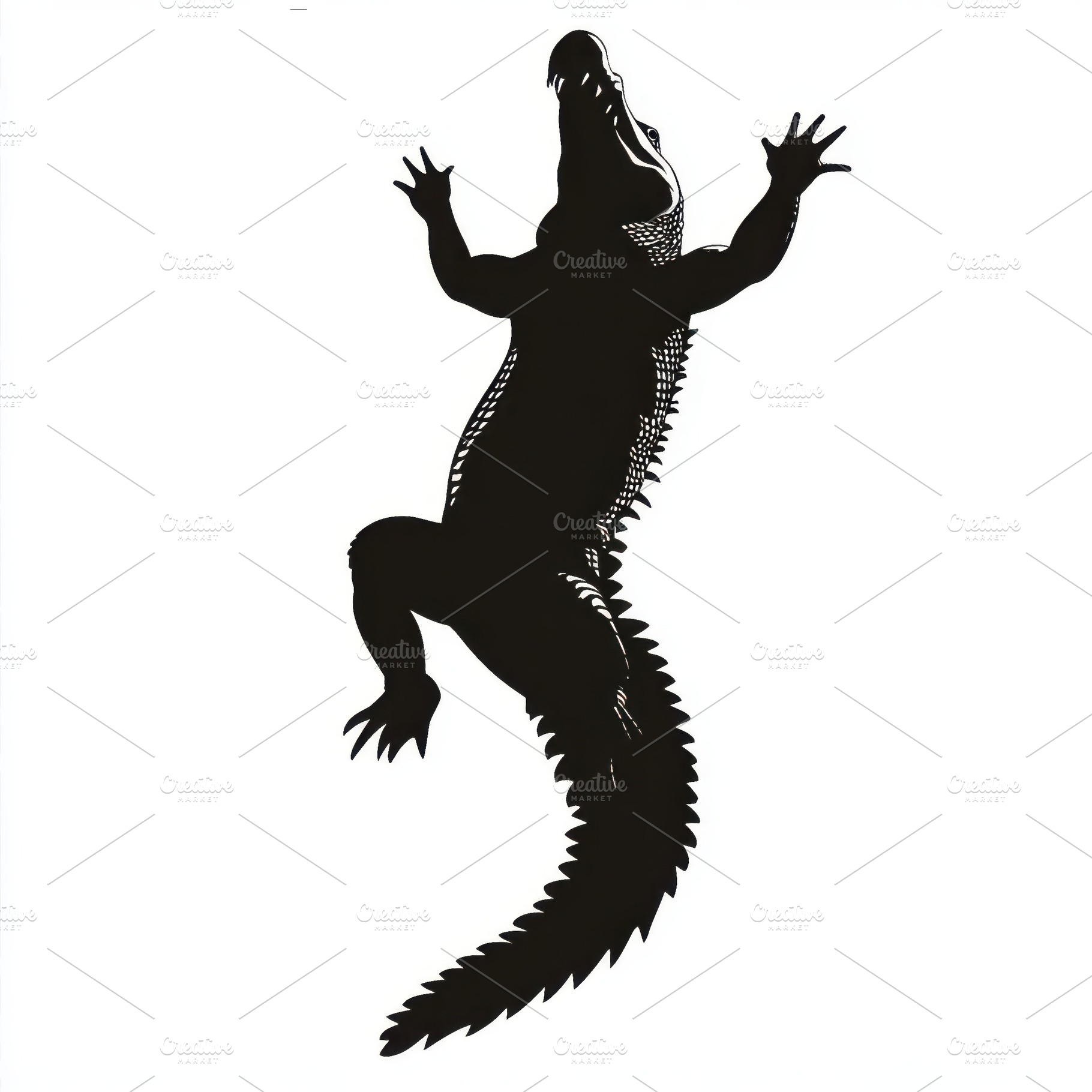 Silhouette of a Crocodile leaping up, an Animal Photo by Pixeness Studio