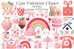 Watercolor Valentine Clipart Bundle, an Illustration by Dream Creation