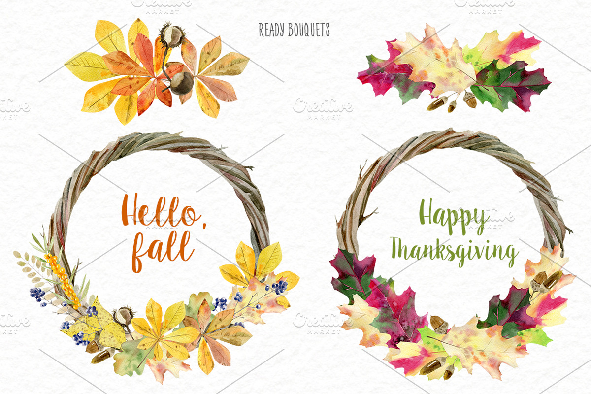 Autumn rustic watercolor kit, a Decorative Illustration by Elegantia (Photo 6 of 10)