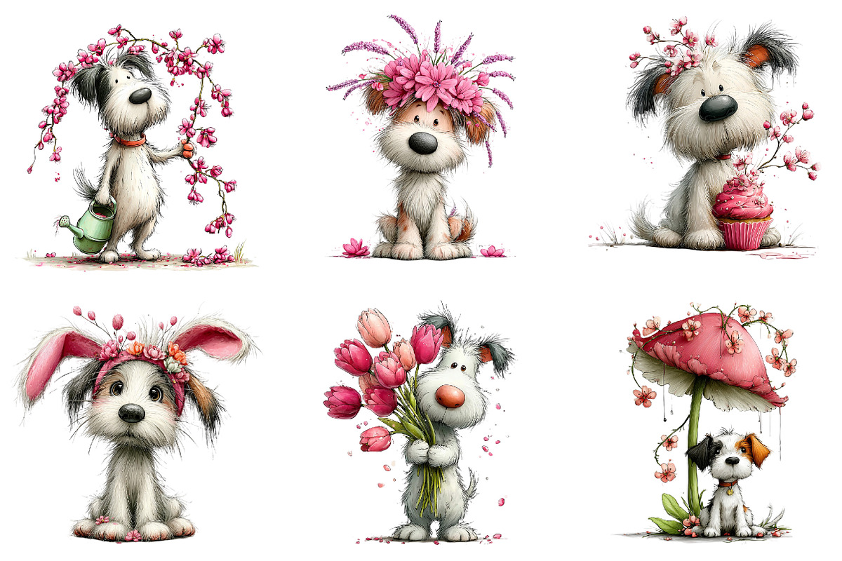 Whimsical Spring Dogs Clipart, an Illustration by Dream Creation (Photo 5 of 6)