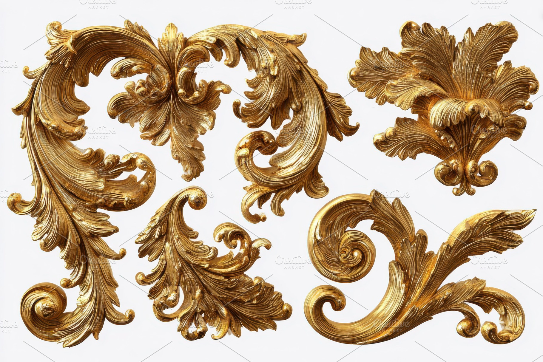 Golden ornate decorative elements Ro, a Photo by Pixeness Studio
