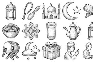 Ramadan Icon Set, an Object Graphic by nikagraphic