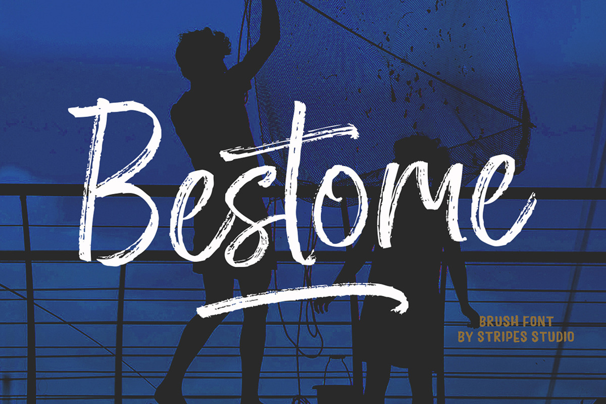 Bestome Brush, a Script Font by Stripes Studio (Photo 1 of 9)
