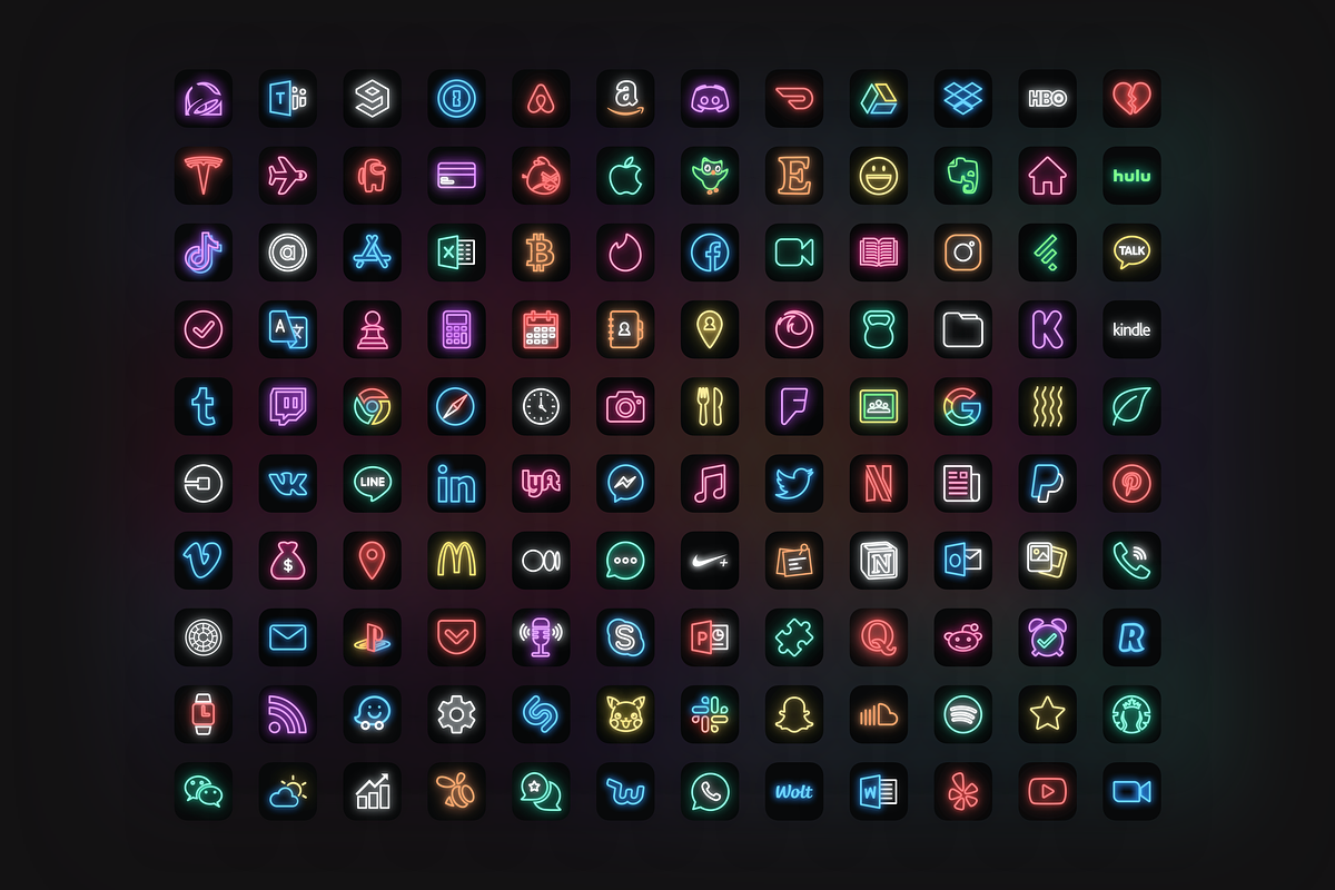120 Underground Neon App Icon Covers, an Icon by IOS14iconsStudio (Photo 2 of 2)