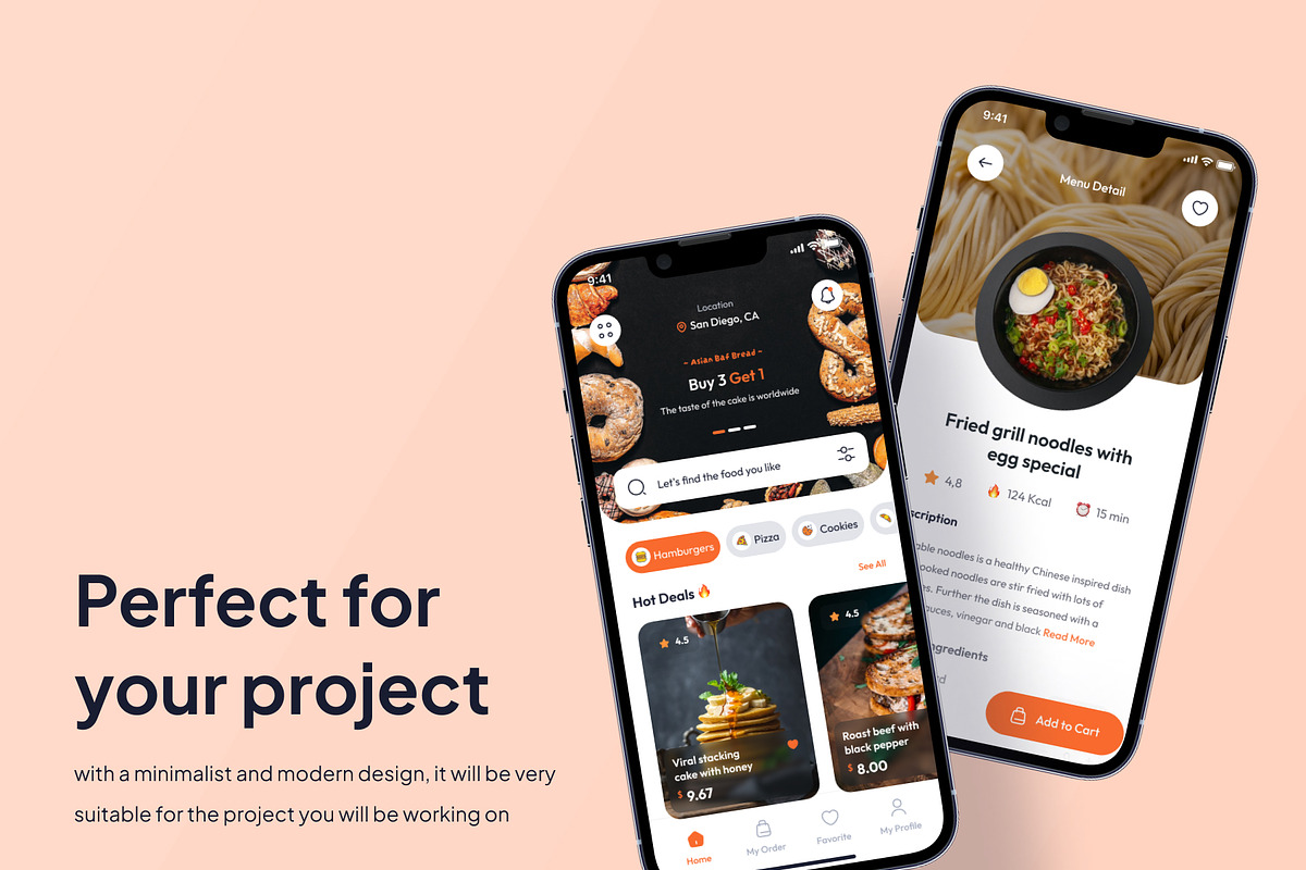 FoodCort - Food Delivery App Ui Kits, an UI Kit Template by Minialis (Photo 3 of 6)