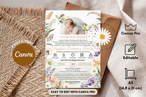 Fairy Floral Aqiqah Canva Template