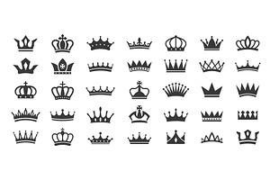 Royal crowns silhouette icons. Queen, an Object Illustration by winwin.art