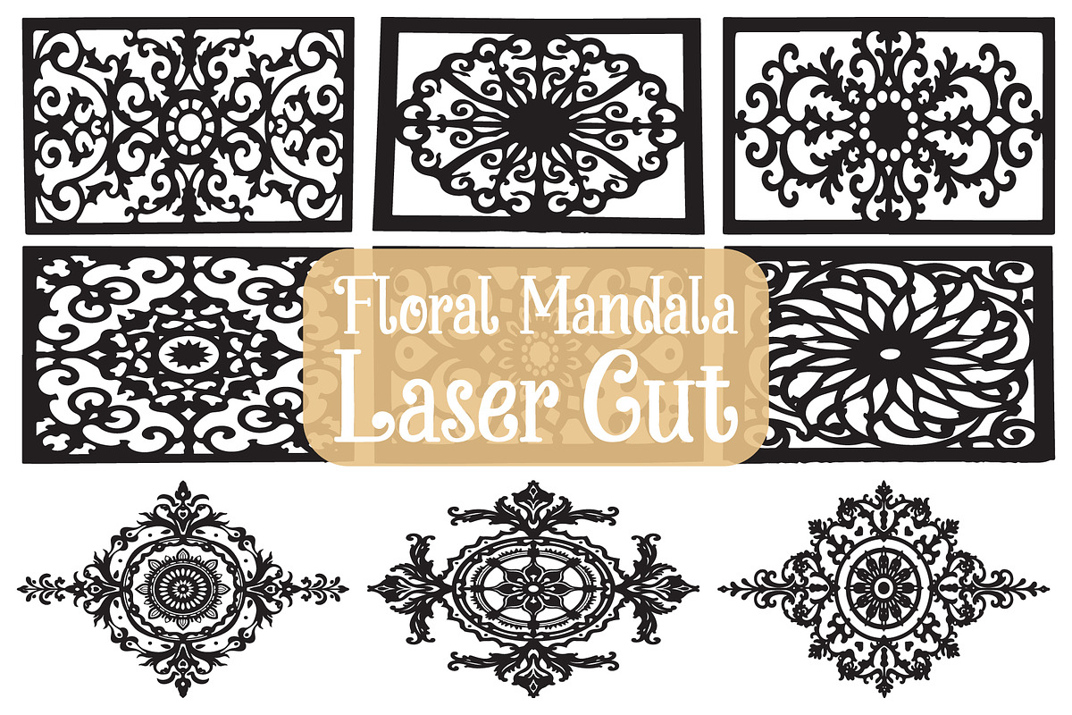 Elegant Floral Mandala Laser Cut, an Illustration by Creativeshirt