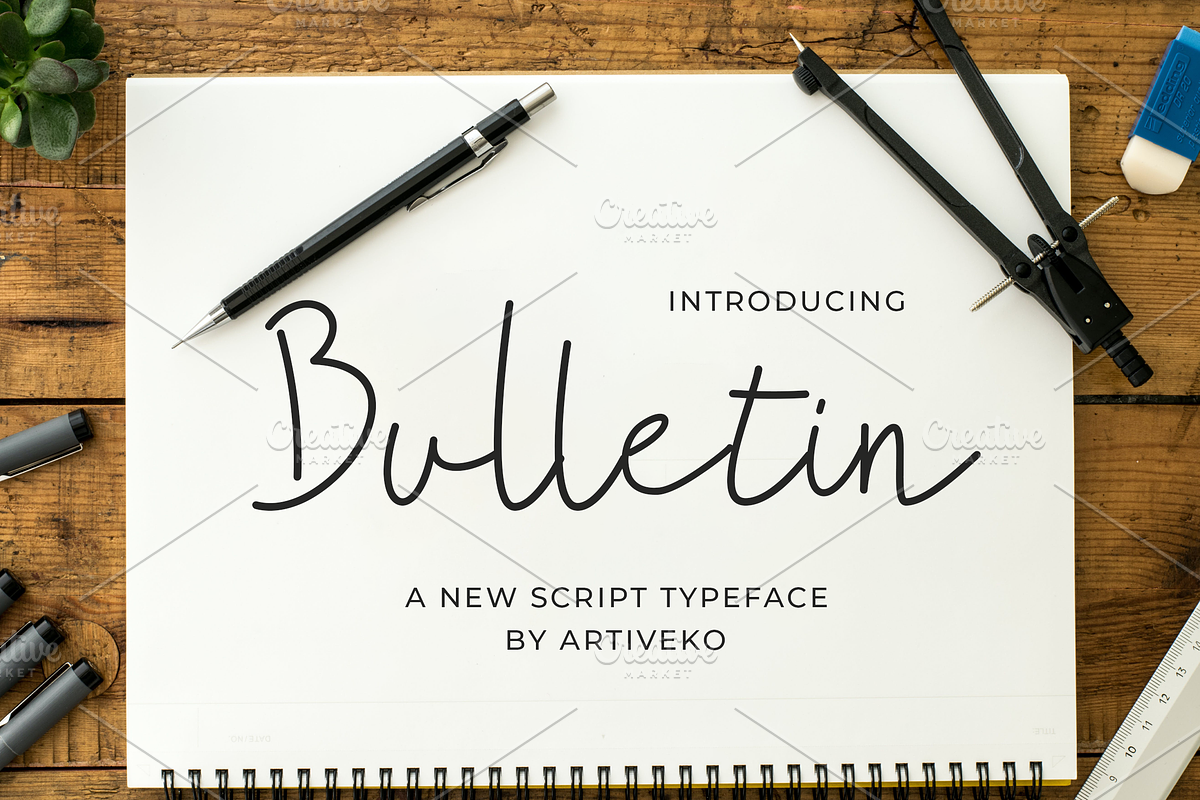 Bulletin - Creative Script Font, a Handwritten Font by Artiveko (Photo 1 of 4)