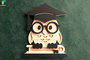 Graduation Owl 3D Layered Cut File, an Animal Illustration by pixaroma (Thumbnail 3 of 8)