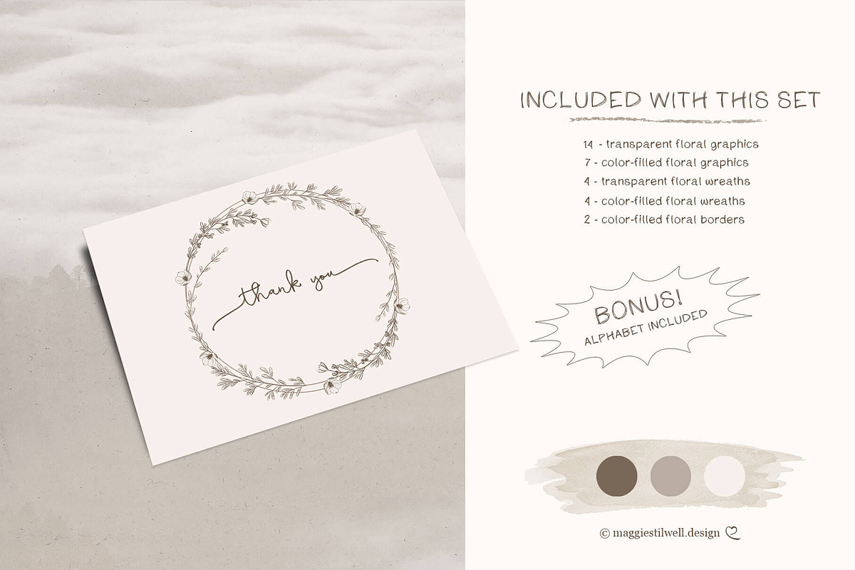 Sketchy Floral Wreaths & Borders, an Illustration by Maggie Stilwell Design (Photo 5 of 7)