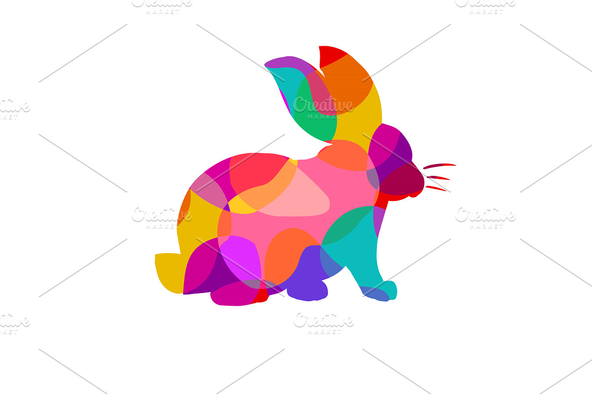 Object colorful Easter bunny. Hand, an Animal Illustration by Nenahliadava Design