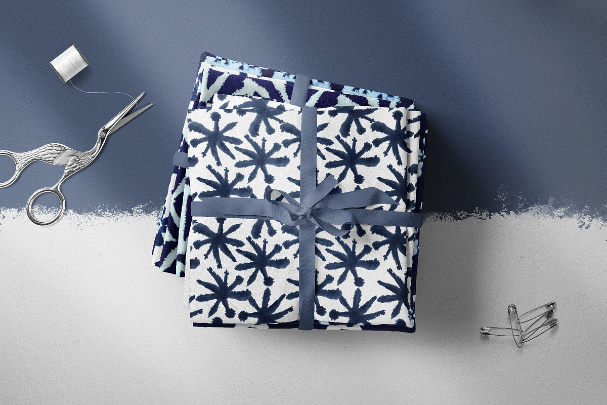 Indigo Watercolor and Ink Patterns, a Pattern Graphic by Tiger and Flower (Photo 6 of 10)