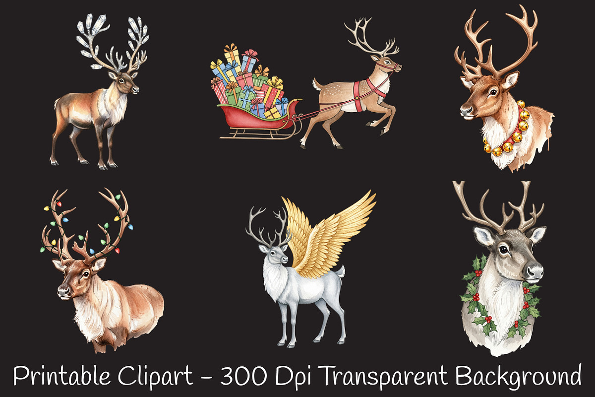 Magical Reindeer Christmas Clipart, an Animal Illustration by RobertsArt (Photo 5 of 7)