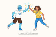 AI Collaboration Human & Robot, a Person Illustration by Partikusi Design (Thumbnail 1 of 3)