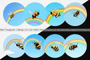 Bee with Rainbow Clipart, a Graphic by Artnoy (Thumbnail 2 of 5)