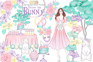 Follow The Bunny - Easter Clipart