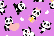 Cute cartoon pandas with hearts, an Animal Illustration by Onyx (Thumbnail 2 of 3)