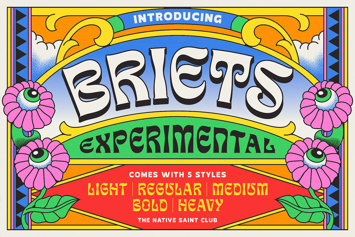 TNSC Briets - Psychedelic Font, a Serif Font by The Native Saint Club (Photo 1 of 15)