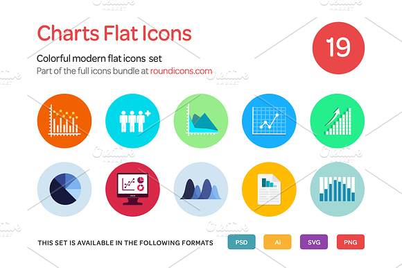 Charts Flat Icons Set