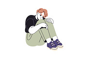 Depressed teenagers, sad people set, a Person Illustration by PaperTrident (Thumbnail 2 of 9)