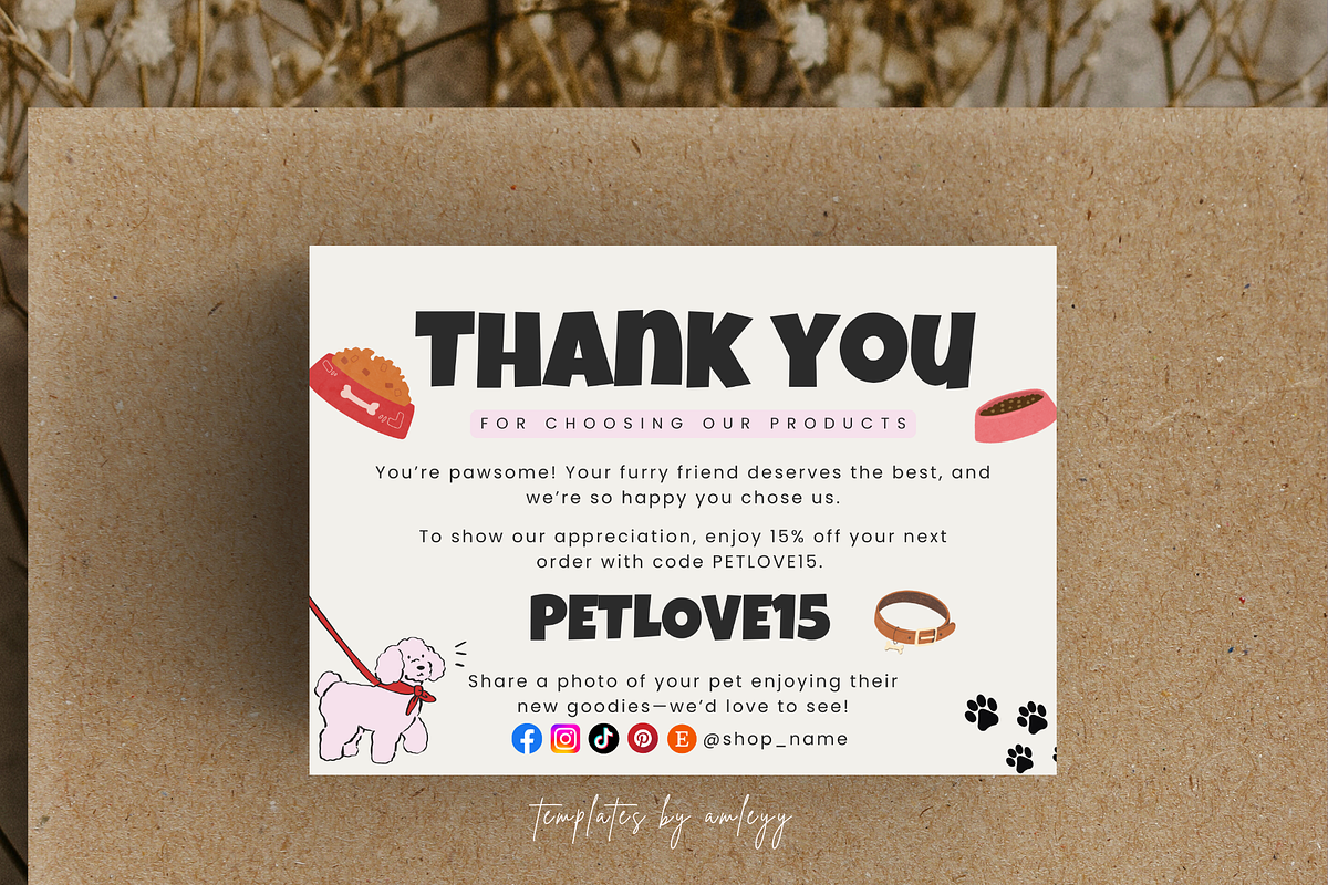 pet shop thank you card, a Card Template by Elegant_Studio44 (Photo 6 of 6)