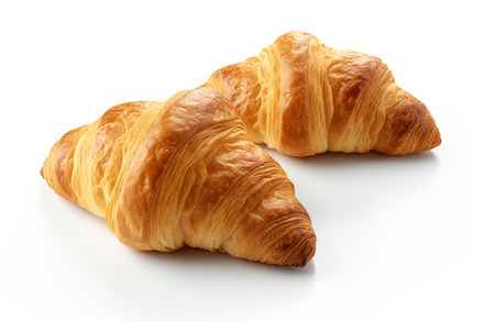 Fresh croissants isolated on white background. Generative AI, a Food & Drink Photo by AlyaAnd