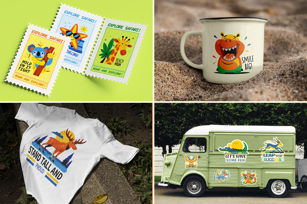 Cute Safari Animal Stickers, an Emoji Icon by Vectors Market (Photo 3 of 9)